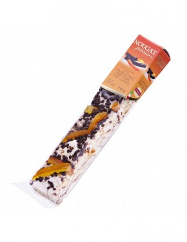 STECCA DI TORRONE TENERO QUARANTA VARIEGATA CON CIOCCOLATO E SCORZE D'ARANCIA 100G