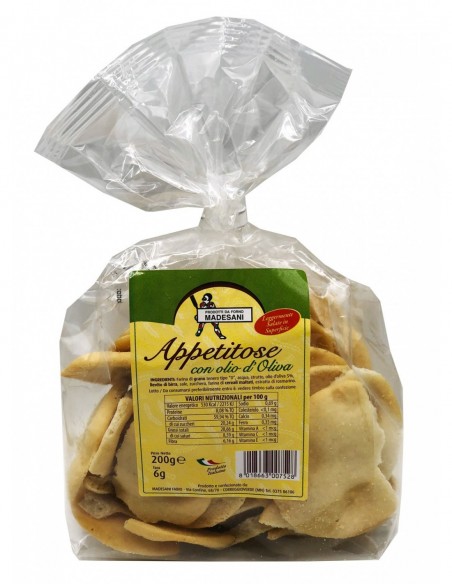 Outlet del dolce Quaranta - APPETITOSE CON OLIO DI OLIVA MADESANI 200 G