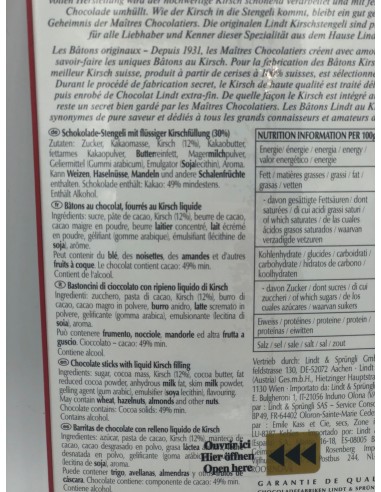 CIOCCOLATINI KIRSCH LINDT ORIGINALI 300g