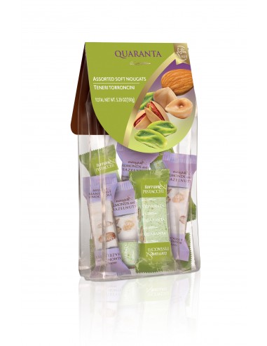 SACCHETTI TORRONCINI PISTACCHIO E MANDORLA QUARANTA 150g