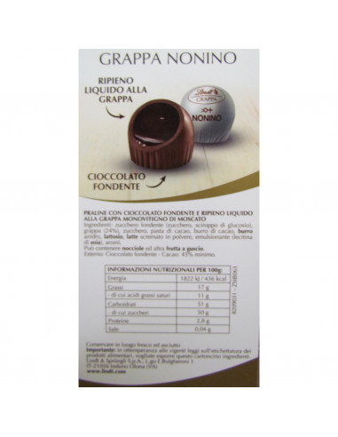 SACCHETTO PRALINE LINDT GRAPPA NONINO - SFUSO...