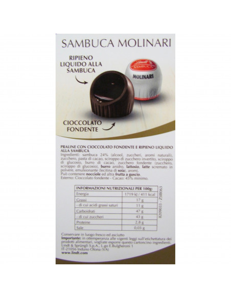 SACCHETTO LINDT SAMBUCA MOLINARI SFUSO 300g