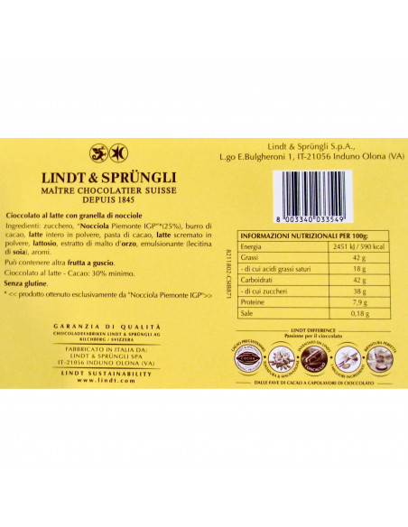 Outlet del dolce Quaranta - NOCCIOR LINDT LATTE 610G