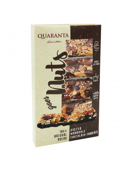 Outlet del dolce Quaranta - BARRETTE NUTS MANDORLE E CIOCCOLATO 120g