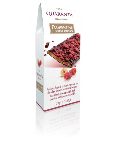 FLORENTINE SFOGLIE CROCCANTI CIOCCOLATO E LAMPONI QUARANTA 120g