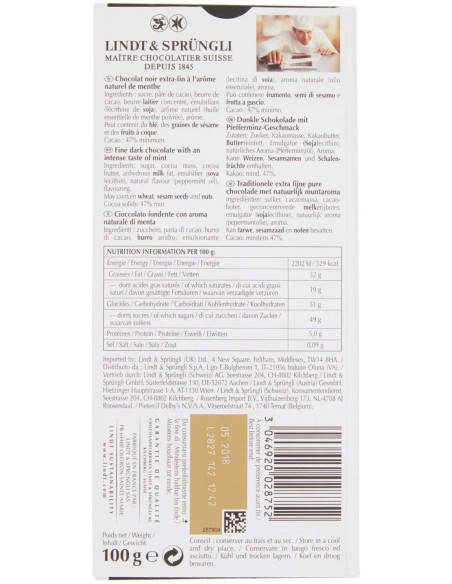 TAVOLETTA EXCELLENT MENTA INTENSO 100g