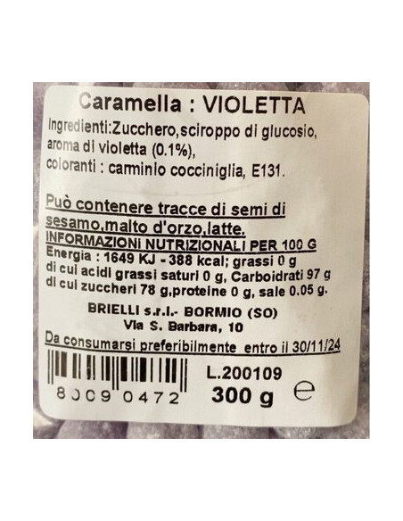 CARAMELLE MIGNON ARTIGIANALI BRIELLI VIOLETTA 125g