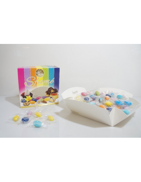 Outlet del dolce Quaranta - VASSOIO MANDORLA E CIOCCOLATO SFUME COLORATI INCARTATI 500G