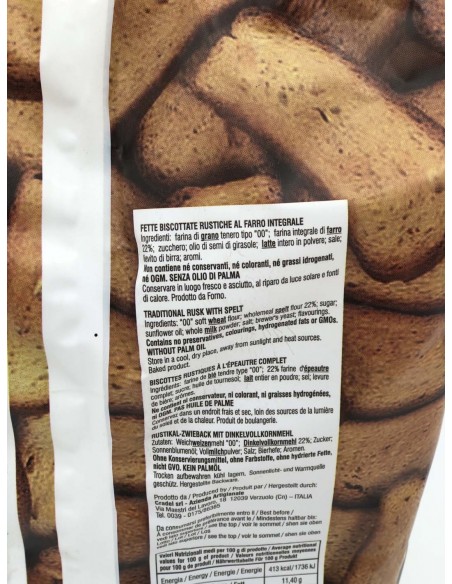 Outlet del dolce Quaranta - FETTE BISCOTTATE FARRO CRADEL