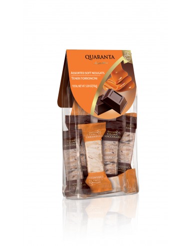 TORRONCINI CARAMELLO E CIOCCOLATO QUARANTA 170 GR E STECCA TORRONE VARIEGATO FRAGOLA 100 GR