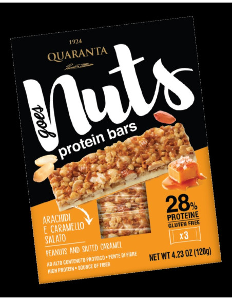 BARRETTE PROTEICHE ARACHIDI E CARAMELLO SALATO QUARANTA