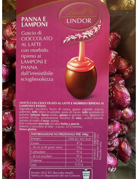 Outlet del dolce Quaranta - OVETTI LINDT PANNA lampone 300g