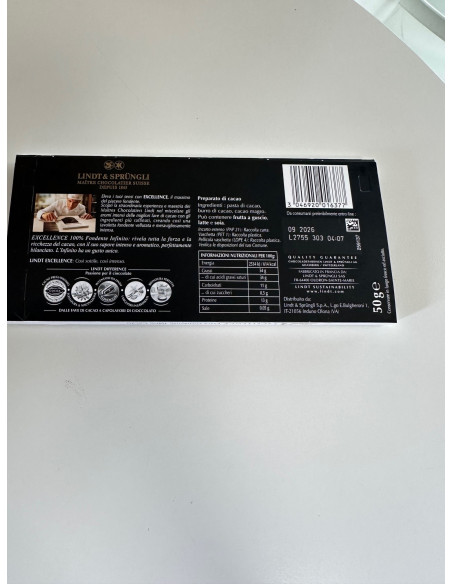 TAVOLETTA  EXCELLENT LINDT 100% CACAO  50g