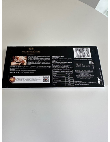 TAVOLETTA  EXCELLENT LINDT 99% CACAO  50g