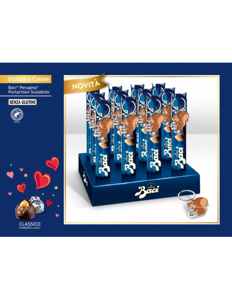 TUBO BACI PERUGINA CON PORTACHIAVI A FORMA DI SCOIATTOLO